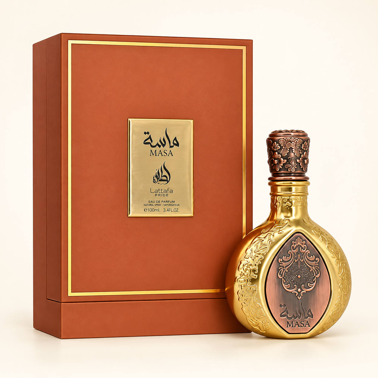 Perfume Masa de Lattafa con su caja
